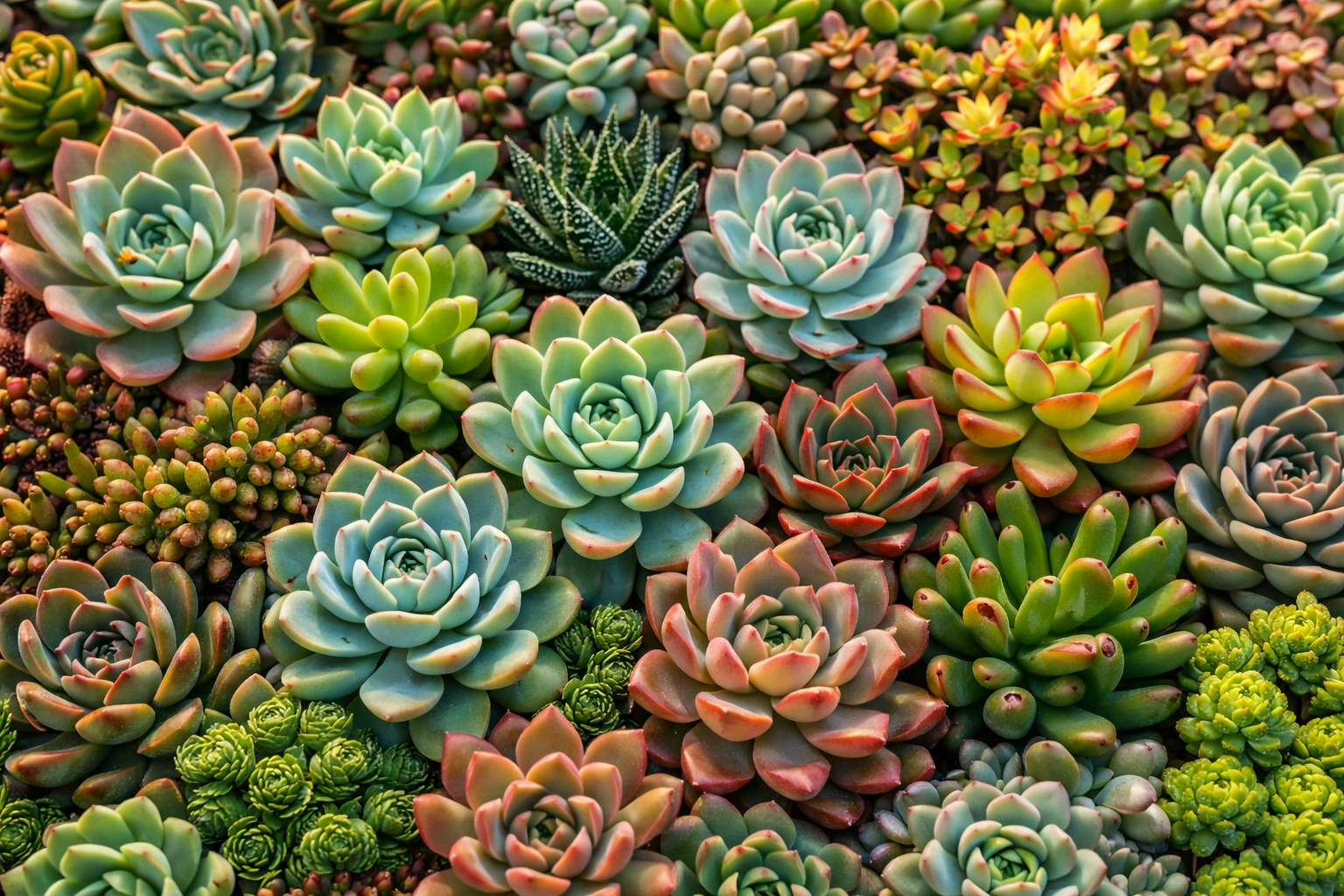 colorful succulent plants collection with different varieties