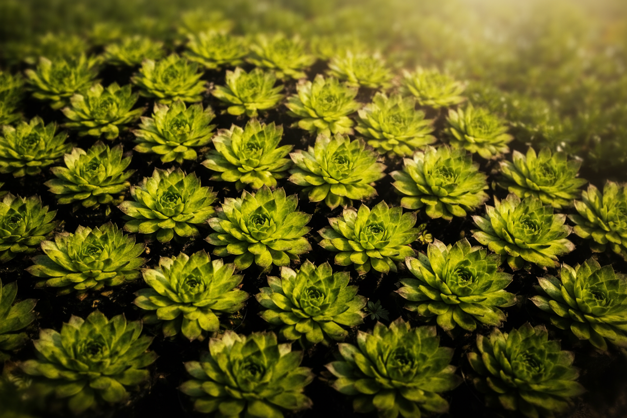 green succulent plants growing in small nursery pots
